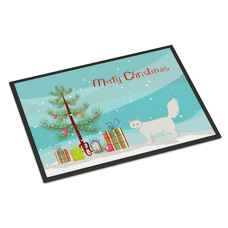 Carolines Treasures 24 x 36 in. Turkish Angora Cat Merry Christmas Indoor or Outdoor Mat CK4732JMAT